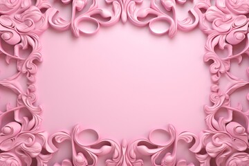 Wall Mural - pink frame with textured borders with design
