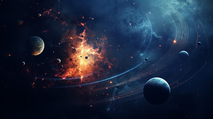 Wall Mural - abstract planets on space texture