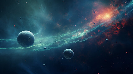 Wall Mural - abstract planets on space texture