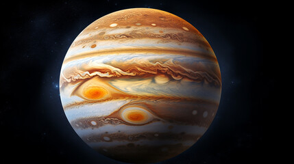 Wall Mural - planet jupiter with a big spot on a dark background