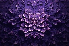 Purple Color Floral Pattern In 3d