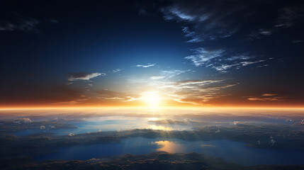 Wall Mural - beautiful sunrise over group of planets in space