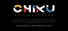 Chiku Future Font Creative Modern Alphabet Fonts. Typography Colorful Bold With Color Triangle Regular. Vector Illustrator