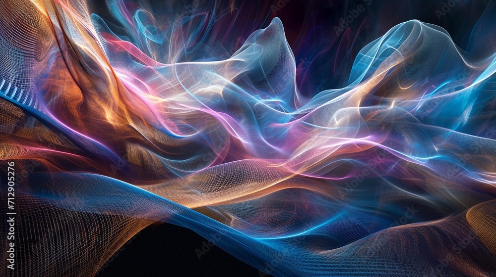 Waves of sound merging and diverging, forming intricate patterns of ...