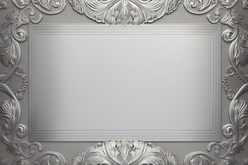Wall Mural - silver color greeting card design with frame on the borders