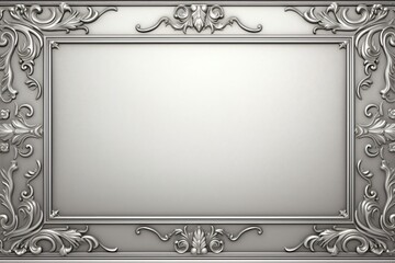 Wall Mural - silver color greeting card design with frame on the borders
