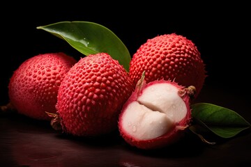 Fresh delicious lychee fruit top view