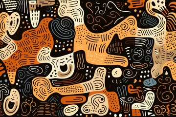 Classic, vintage, and retro theme dark doodles abstract wallpaper design