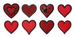 set of heart embroidered patch badge on transpare nt background