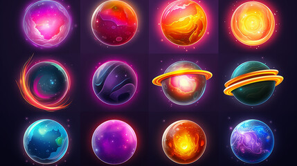 Wall Mural - colorful fantasy planets set