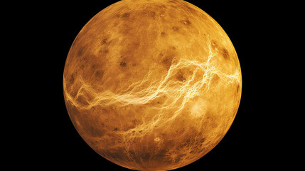 Wall Mural - full disk of venus globe planet from space isolated on black background