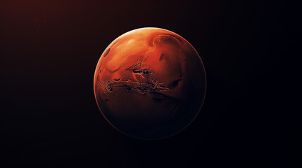 Wall Mural - mars red planet on black background