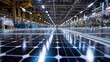 3d rendering of solar panels on the production line in a factory