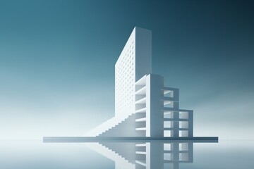 Wall Mural - Minimalist illustration of building architecture