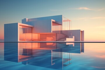 Wall Mural - Futuristic minimalistic building architecture design