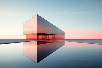 Wall Mural - Minimalist illustration of building architecture