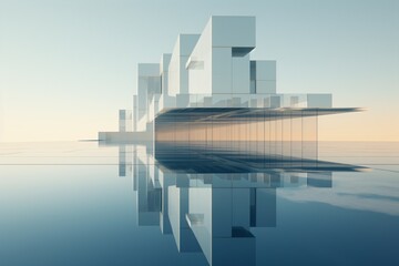 Wall Mural - Minimalistic and futuristic building design with sustainability and technology concept