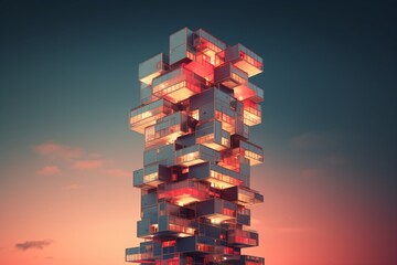 Wall Mural - Minimalistic and futuristic building design with sustainability and technology concept