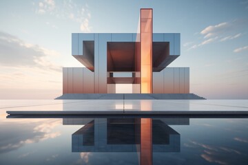 Wall Mural - Minimalistic and futuristic building design with sustainability and technology concept