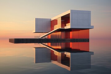 Wall Mural - Minimalistic and futuristic building design with sustainability and technology concept