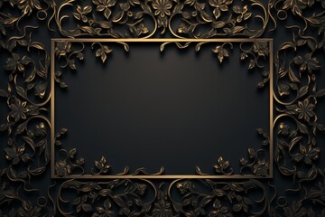 Wall Mural - black greeting card design with framed border
