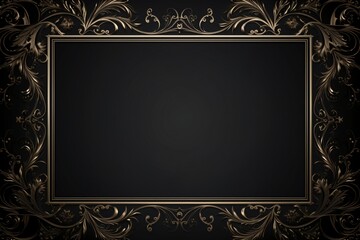 Wall Mural - black greeting card design with a frame on the border and empty copy space in the middle