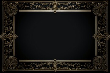 Wall Mural - black color greeting card design with golden frame on the borders