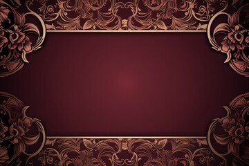 Wall Mural - maroon color greeting card or wedding invitation card frame design