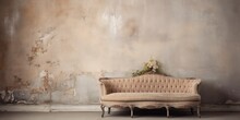 Old Stucco Backdrop With Vintage Couch
