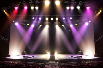 Realistic Illustration Of Bright Spotlight Illumination On A Stage