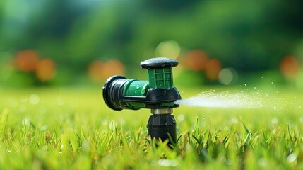 Wall Mural - Smart lawn sprinklers for efficient watering solid color background