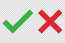  Checkmark Icon Set.Red And Green Check Mark . Check Marks Vector Icons In Red And Green Isolated On White Background . Check Mark And Cross In Green And Red.Checkmark Right Symbol Tick Sign.