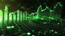 Green stock exchange market times, stock market movement arrow