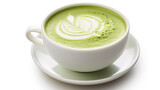 matcha green tea latte isolated on white background