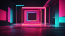 Layered Neon Frame Abstract 