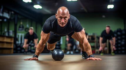 Wall Mural - man exercising with dumbbell