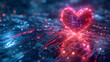 Cyberpunk high-tech neon glowing heart, cyber valentines day concept, neural network generated art. Digitally generated image. Not based on any actual scene or pattern, Ai AI-generated image