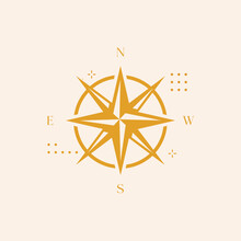Vector Compass Rose With North, South, East And West Indicated Compass Simple Icon Set. Compass Symbol Set. Wind Rose Icon. Vector