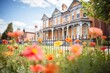 victorian homes with flowers in bloom in front gardens