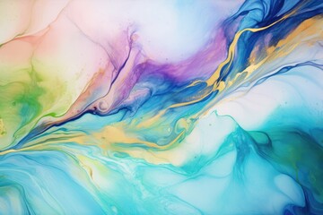 Wall Mural - snaking metallic swirls currents of translucent hues, and foamy sprays of color shape the landscape of these free-flowing textures. Natural luxury abstract fluid art painting in liquid ink technique