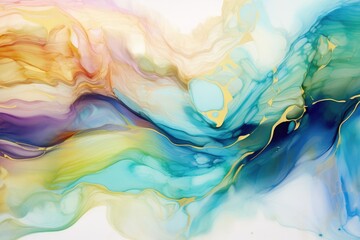 Wall Mural - snaking metallic swirls currents of translucent hues, and foamy sprays of color shape the landscape of these free-flowing textures. Natural luxury abstract fluid art painting in liquid ink technique