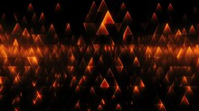 Background With Neon Orange Triangles Arranged In A Honeycomb Pattern With A Glitch Effect And Digital Distortion