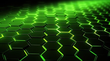 Imagineprompt a background with neon green hexagons arranged in a grid pattern with a 3d effect and a parallax scroll