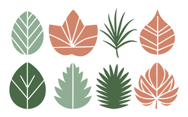  Abstract leaves vector clipart. Spring illustration.