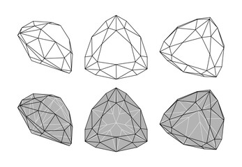 Set of isolated triangular gemstone illustrations