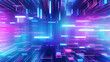 © Aura - abstract blue mint and pink background with futuristic interlaced digital glitch distortion effect