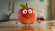 funny apple cartoon character
