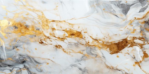 Wall Mural - Marble with white and golden luxury effect, textured background, glossy and luxurious.