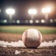 A Baseball on the Ground in a Stadium With Bokeh Background