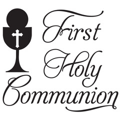 Wall Mural - first holy communion sign design chalice cross christian bible sacrament jesus text font
